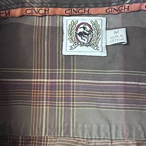 Cinch Plaid Shirt Button Down Mens Brown Medium Western Long Sleeve Cowboy - Picture 6 of 8